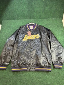 Men's Mitchell & Ness NBA Los Angeles Lakers Black Lightweight Satin Jacket 2XLT - Picture 1 of 5