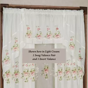 Graceful Blooms Embroidered Rose Flowers Sheer Window Treatment - Picture 1 of 3