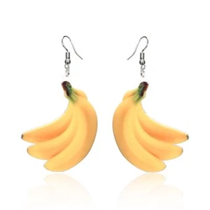 Nuovi Orecchini Acrilici 3D Doppio Lato Frutta Banana Pendenti Goccia Gancio Donna Gioielli - Foto 1 di 7