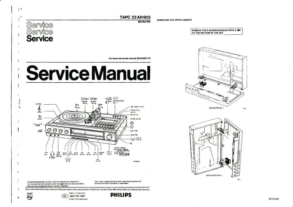 Servizio Manuale di Istruzioni per Philips 22 Ah 903 - Immagine 1 di 1