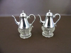 Salz & Pfefferstreuer Set Chrom & Pressglas Kaffeekanne Form - Bild 1 von 5