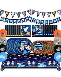 Outer Space Theme Birthday Party Decorations Happy Banner Balloons For 24 - Picture 1 of 7