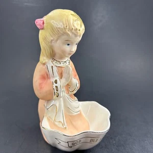 Niña de bolsillo de pared de agua bendita vintage rezando a Dios bendiga nuestro hogar por LoBo Japón - Imagen 1 de 9
