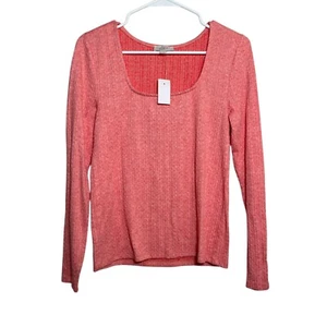 Loft Shirt Damen Medium Rundhals Cropped Gerippt Langarm Freizeit Oberteil Neu mit Etikett - Bild 1 von 10