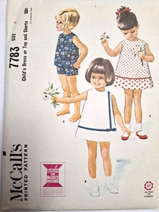 Tent Dress Tank Top Shorts Girls 5 5T McCalls 7783 Sewing Pattern VTG Sleeveless - Picture 1 of 11
