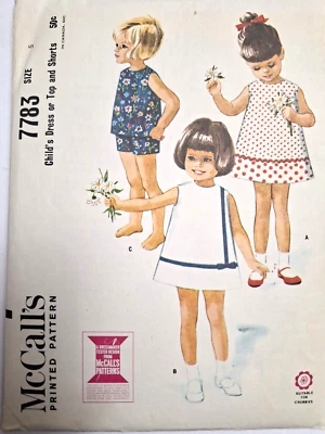 Tent Dress Tank Top Shorts Girls 5 5T McCalls 7783 Sewing Pattern VTG Sleeveless - Image 1 of 4