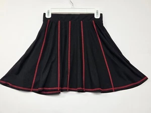 Hot Topic Skirt Size S Black Mini Black & Red Stretch Knit Goth Grunge Flare - Picture 1 of 14