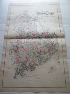 ONE (1) 1887-1888 ANTIQUE MAP STUART'S MAINE ATLAS, WASHINGTON COUNTY, BELFAST++ - Picture 1 of 5