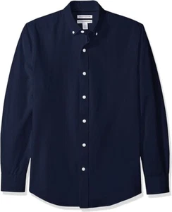 Mens Navy Slim Fit Long Sleeved Oxford Shirt sz XL - Picture 1 of 3