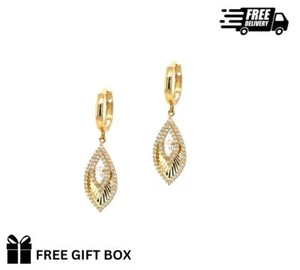 Pendientes Huggie de aro colgantes de oro amarillo de 14k - Imagen 1 de 4