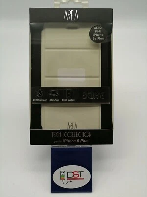 COVER AREA PER IPHONE 6 PLUS / 6S PLUS BOOK CASE STAND TELEFONO BIANCA - Immagine 1 di 3