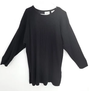 Kathie Lee Ladies Sweater 22W Black Long Sleeve Crew Neck Knit Casual Pullover - Picture 1 of 7