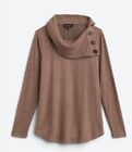 NWT Fortune + IVY Women's M Kaavia Button Detail Brushed Knit LS Top Dark Pink