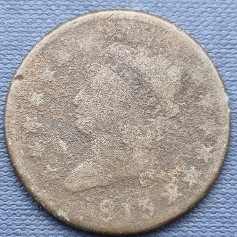 1813 Classic Head Large Cent 1c Circulated Corroded #53006 Cover