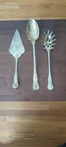 Juego de servir de plata vintage cuchara de pasta cuchara grande pastel servidor carcasa patrón - Imagen 1 de 9