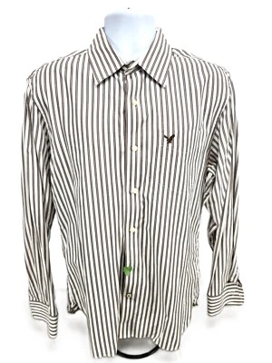 Camisa de vestir informal de ajuste vintage de American Eagle Outfitters, manga larga a rayas Foto 1 de 4