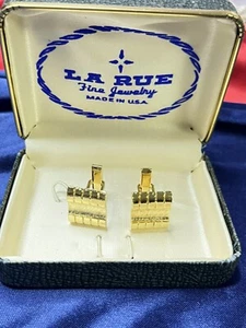 La Rue Mesh Rectangle Vtg Cufflinks Gold Tone - Photo 1 sur 5