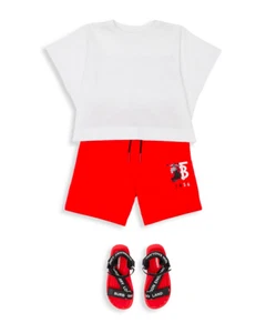 Burberry Boy TB Logo Lettering Nate Drawstring Shorts Red White Black Sz 14Y NWT - Picture 1 of 11