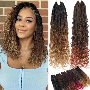 14 Inch Goddess Box Braids Crochet Hair Bohomian Crochet Box Braids Curly Ends - Picture 1 of 24
