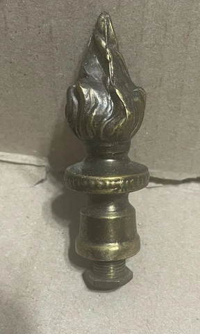 VINTAGE FLAME TORCH LAMP FINIAL BRASS 3", SCREW ON Cover