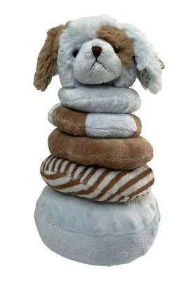 Bearington Baby Collection Waggles Stacker Stackable Plush Toy Blue Puppy NEW - Image 1 of 4