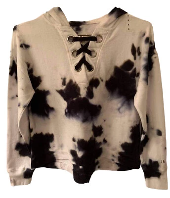 Sudadera con Capucha Justice Girls Azul Talla 8 Algodón Pullover Con Cordones Tie Dye Logo Foto 1 de 4