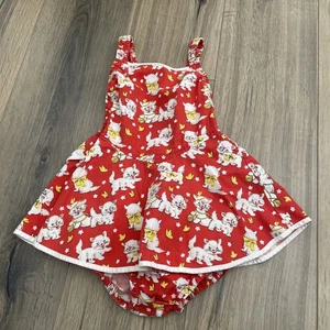 Rock Your Kid Smitten Kitten Dress Size 4 Cute Rockbilly Red Cat Print EUC - Picture 1 of 7