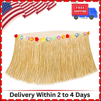 Украшения для вечеринок Luau, настольная юбка из натуральной гавайской травы, цветок 108 X 29,5 дюйма G - Изображение 1 из 4