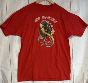 Vintage Dragon Fire Chinatown San Francisco Single Stitch Red XL T-Shirt USA - Bild 1 von 8