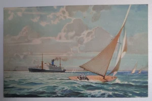 Blue Funnel Line - Advertising card - Artist Drawn - Unposted - Picture 1 of 2