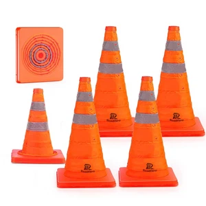 28" Collapsible Traffic Safety Cones 6 Pack Reflective Orange for Training - Picture 1 of 2