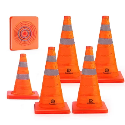28" Collapsible Traffic Safety Cones 6 Pack Reflective Orange for Training - Image 1 of 2