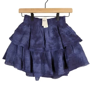 NWT Aerie Ruffle Mini Skirt XS Blue Tie Dye Boho Festival Cowgirl Coquette - Picture 1 of 13