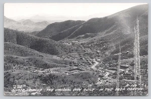 Bisbee AZ Arizona Unusual City Built in Deep Canyon RPPC Real Photo Postcard - Picture 1 of 2