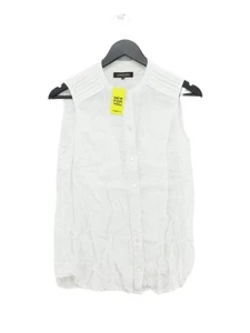 Jaeger Women's Shirt UK 8 White 100% Linen Sleeveless Crew Neck Basic - Picture 1 of 7