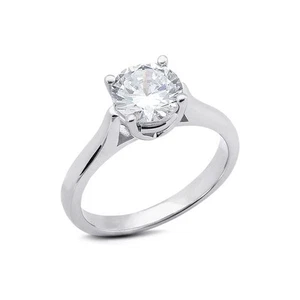 Anillo de compromiso solitario de oro de 14K con diamantes naturales certificados redondo F/SI2 de 1,90 quilates - Imagen 1 de 24