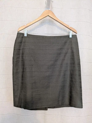Falda lápiz AK Anne Klein mezcla de lino Loden talla 12 Foto 1 de 4