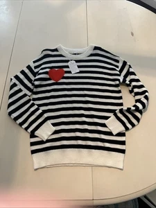 484. Made with love schwarz-weiß gestreifter Pullover W rotes Herz Gr. M - Bild 1 von 9