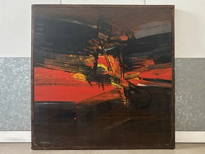 🔥 Pintura al óleo RESUMEN Santa Fe México ARGENTINA moderna años 60 vintage, MOYANO Foto 1 de 4