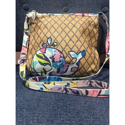 Bolso Bandolera Vera Bradley Tejido Paja Lindo Estampado de Ballena Correa Colorida Foto 1 de 4