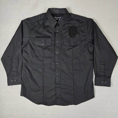 5.11 Taclite PDU Class B Long Sleeve Shirt Mens Large Black Ripstop Button Up - Image 1 of 4