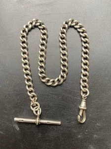 ANTIQUE SOLID STERLING SILVER HALLMARKED ALBERT POCKET WATCH CHAIN 37.88 GRAMS - Picture 1 of 7