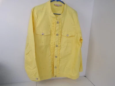 Quacker Factory  Women’s Sz  1x Yellow Denim Jacket Sequin Beaded - Image 1 of 4