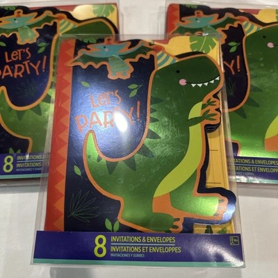 NEW 3 packages Tyranosaurus Rex Dino Birthday Party Invitations (24 Invites Tot) - Image 1 of 3
