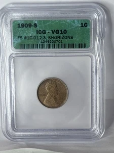 (Lot N) 1909-S Lincoln Wheat Cent, Key Date, ICG VG 10 - Picture 1 of 8