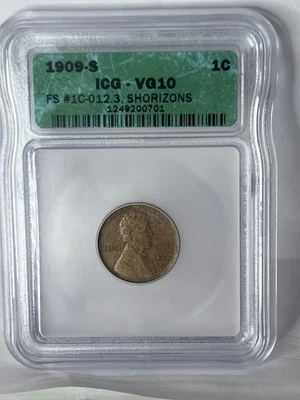 (Lot N) 1909-S Lincoln Wheat Cent, Key Date, ICG VG 10 - Image 1 of 4