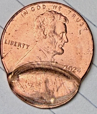 2024-P Lincoln Shield Error 1c ~ Mint Error (Damage?) Double Strike? Nice! ~ Z40 - Image 1 of 3