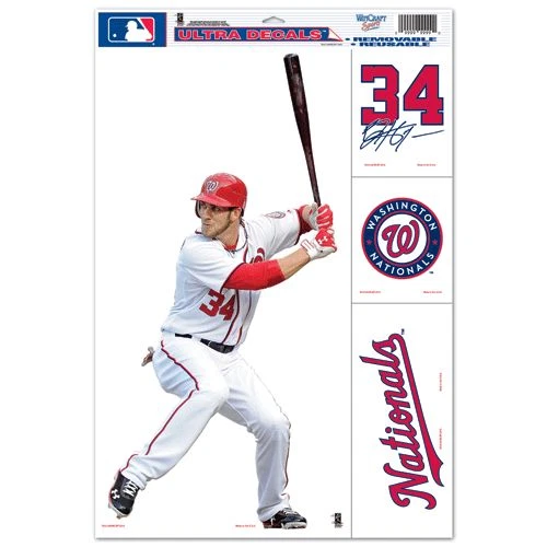 BRYCE HARPER WASHINGTON NATIONALS #34 11"X17" ULTRA DECALS NEW FREE SHIPPING - Image 1 of 1