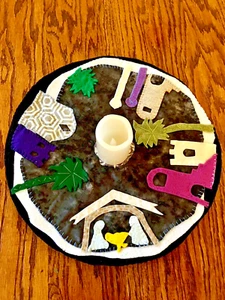 Ladenschlussverkauf Handarbeit Filz Kerzenmatte Weihnachten Jesus Krippe - Bild 1 von 9