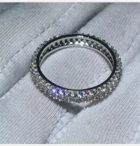 Banda de boda eterna de diamantes de corte redondo de 2,00 quilates chapada en oro blanco 14 K - Imagen 1 de 4